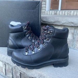 SOREL LENNOX HIKER STKD 7.5 Women's Outdoor Boots Leather Gorpcore Black New